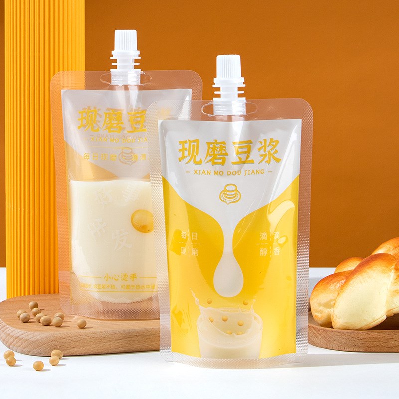 一次性豆浆袋子酸梅汤自立吸嘴袋自封平口袋耐高温豆浆包装袋