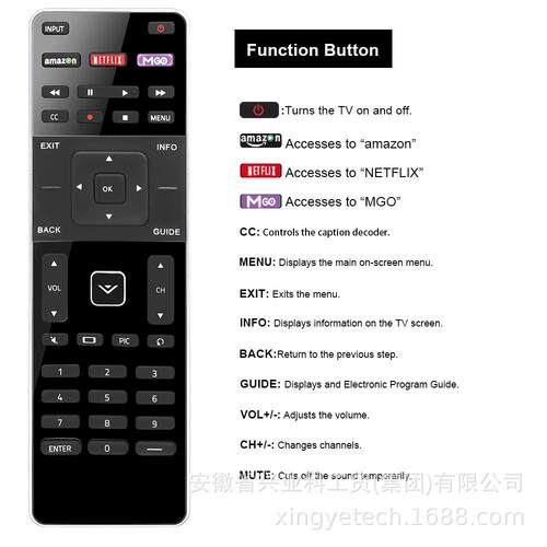 适用Vizio电视遥控器XRT500 IR Remote for Vizio tv