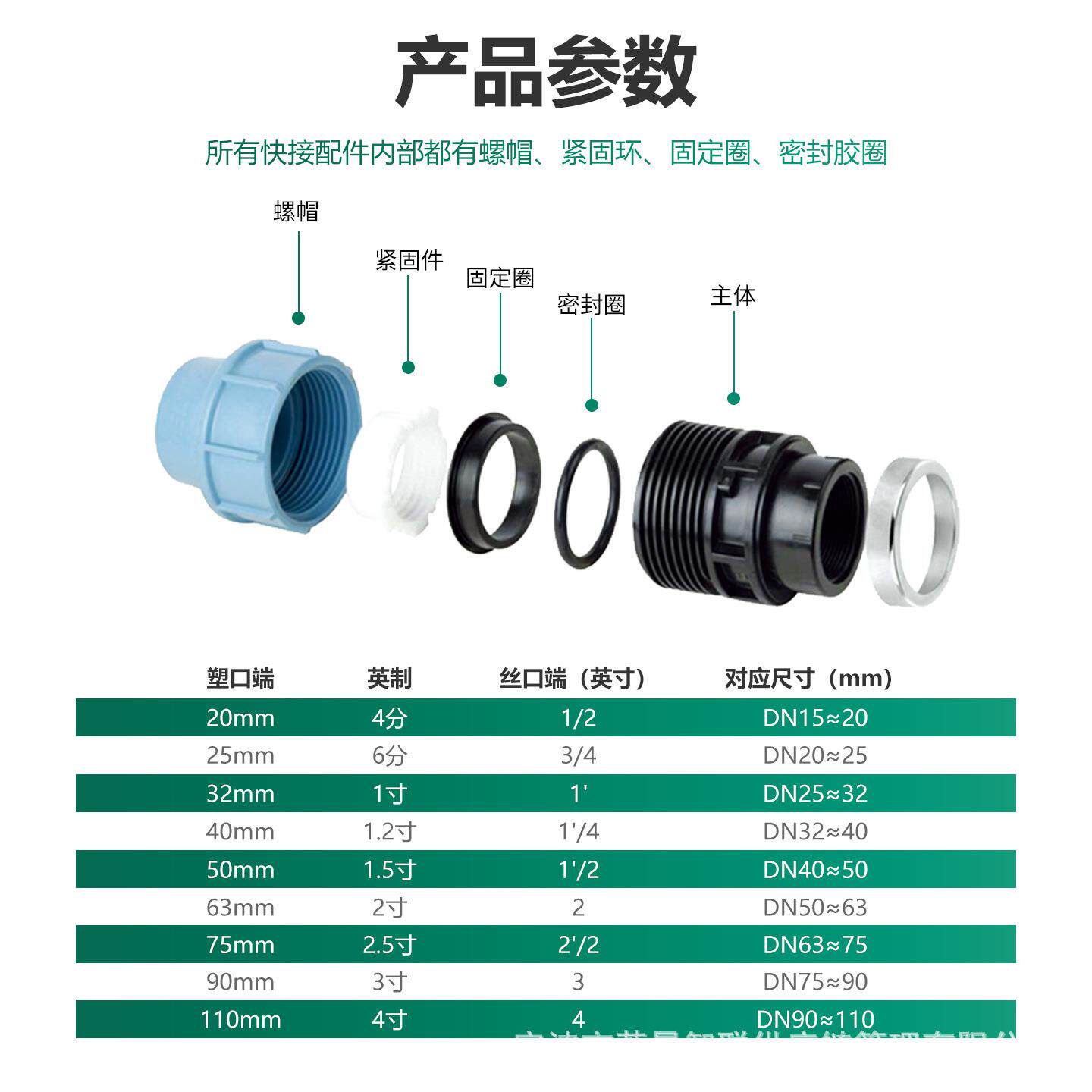 PE管水管快速接头耐高温水管快接抢修16公斤异径变径直接管套