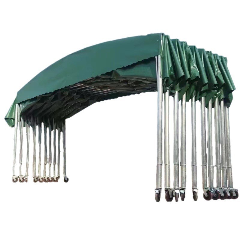 大型户外移动推拉棚伸缩排挡停车帐篷仓库活动收缩遮阳棚电动雨蓬