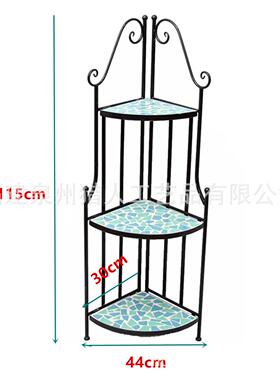 绿色小清新三层立式角铁艺角落马赛克花架客厅阳台花园角落架