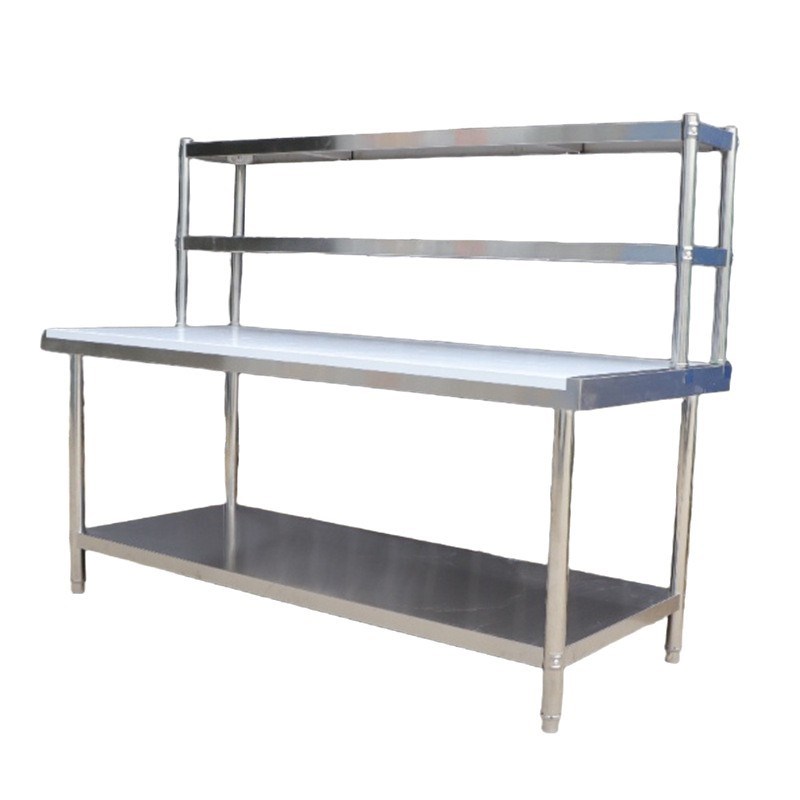 双层不锈钢工作台饭店食堂厨房不锈钢台面长方形桌子打荷台
