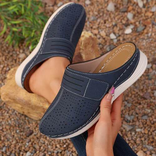 跨境2025 New Women's Hole Shoes Closed Toe Hollow Breathable