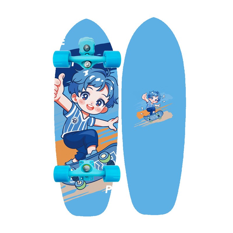 30英寸陆地冲浪S5初学免蹬地旋转滑板儿童学生青少年弹簧四轮滑板