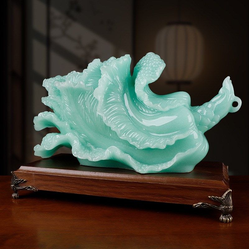 中式白菜青玉色百财摆件客厅家居摆设酒柜装饰品开业礼品厂家,特色手工艺,其他特色工艺品,淘宝优惠券,粉丝福利购,淘宝优惠卷