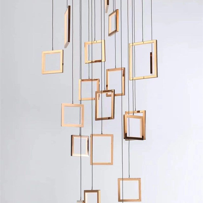 非标楼梯吊灯复式轻奢不锈钢工程吊灯旋转楼梯间吊灯中空别墅客厅,家装灯饰光源,客厅吊灯,淘宝优惠券,粉丝福利购,淘宝优惠卷