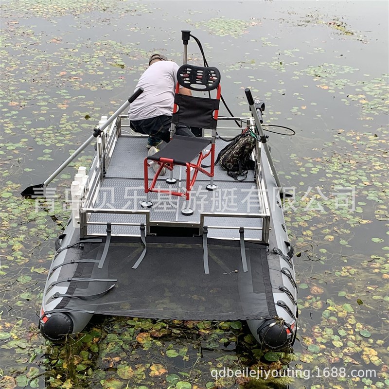 橡皮艇双体船加厚硬底皮筏艇木塑板橡皮船钓鱼船充气船皮划艇船