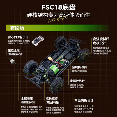 FMS 1/18 FSC18 仿真福特烈马遥控电动攀爬车越野车RC模型车
