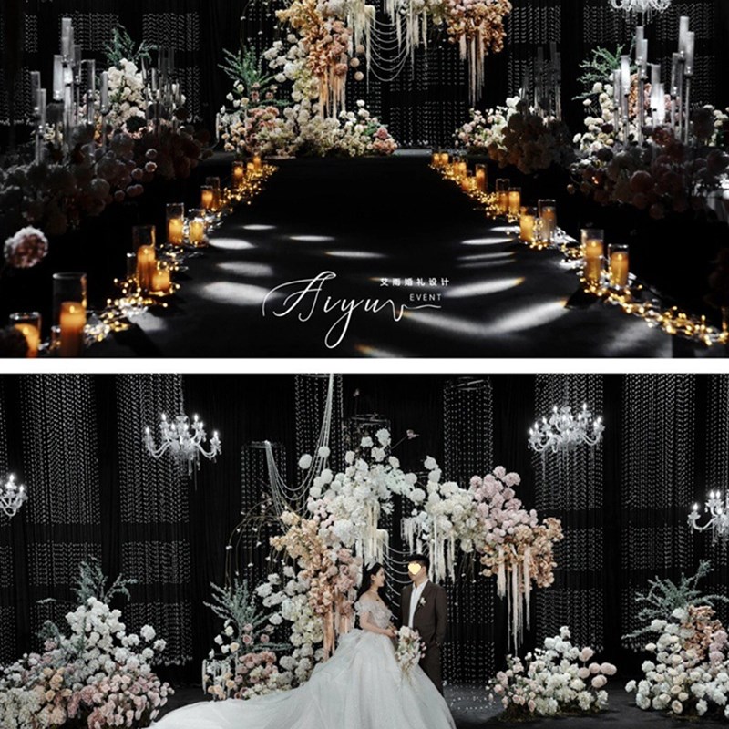 婚庆道具水晶珠帘方形铁艺定位架婚礼堂酒店舞台背景吊顶装饰架子