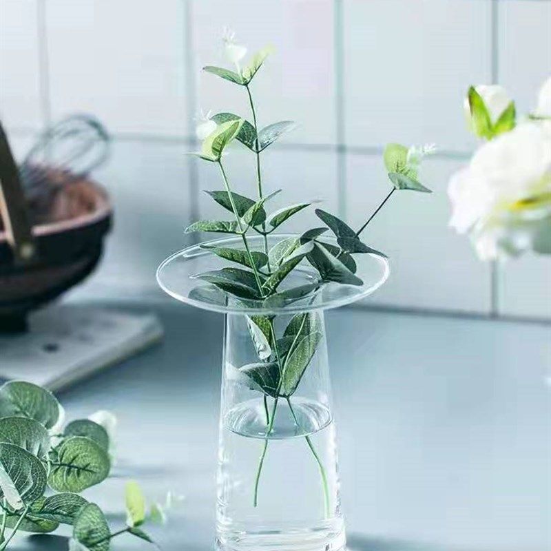 帽子现代简约透明玻璃花瓶水培干花插花器茶几餐桌装饰摆件,特色手工艺,其他特色工艺品,淘宝优惠券,粉丝福利购,淘宝优惠卷