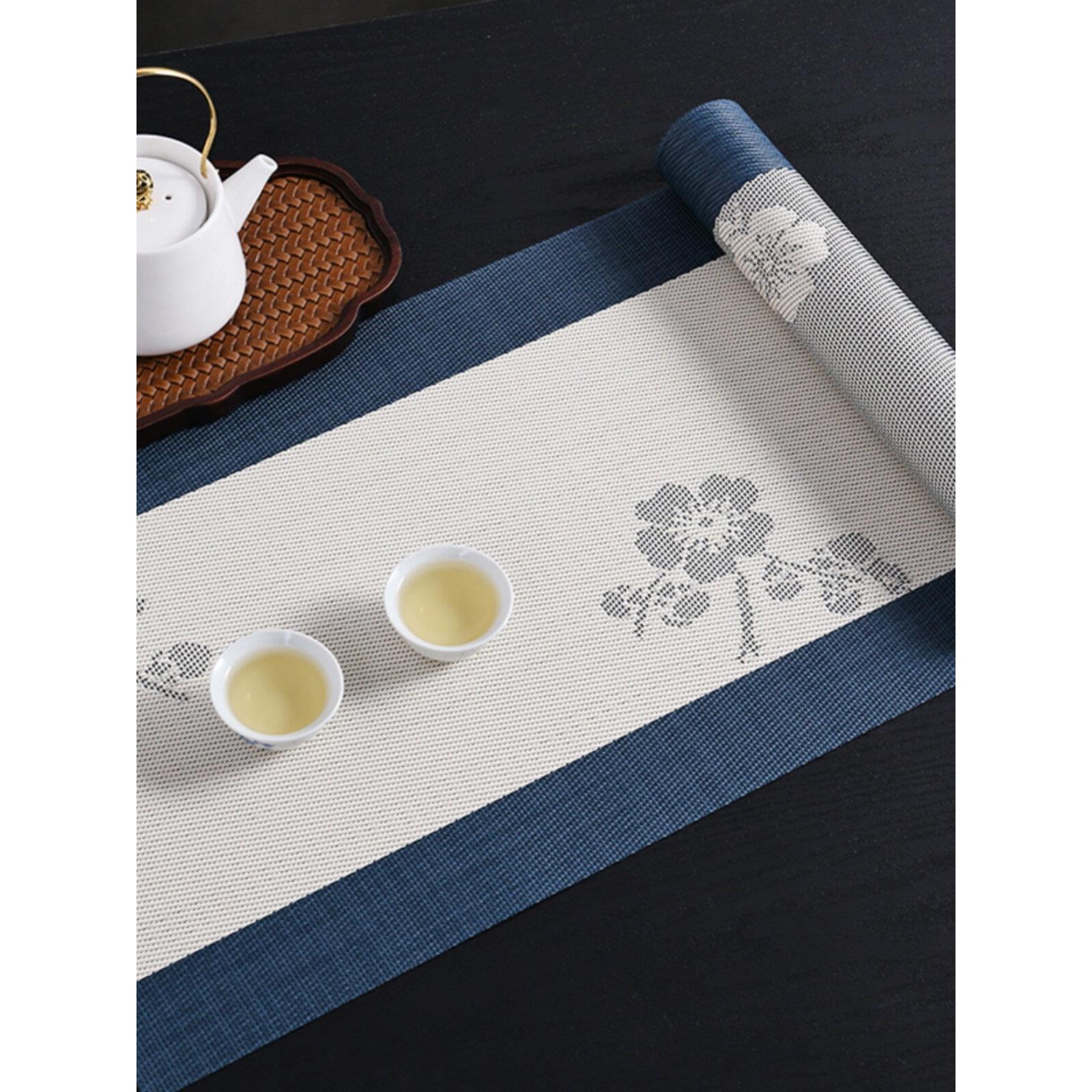 茶垫中国禅宗桌旗中国风梅花牡丹茶桌织物长桌布防水茶旗茶垫