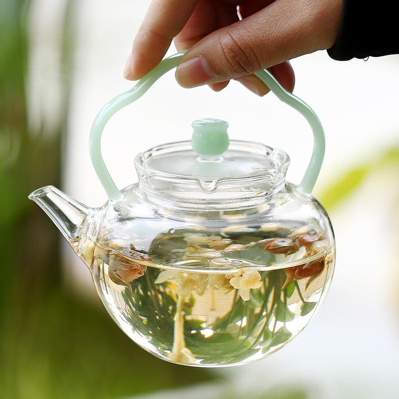 梁壶高574硼硅玻台璃蓄水壶承干泡式茶具小清新茶壶耐热提玻璃日