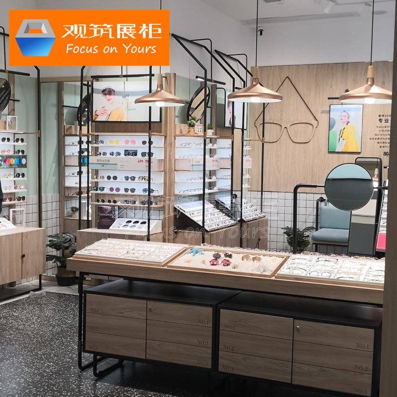 创意眼镜店示展柜商用时尚铁874艺货木纹太阳眼镜展示架多层陈列