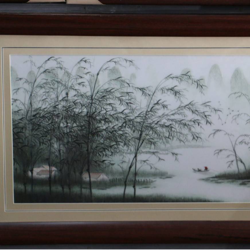 厂家生产苏绣成品挂画客厅书房办公室带框装饰画手工仙鹤刺绣图片