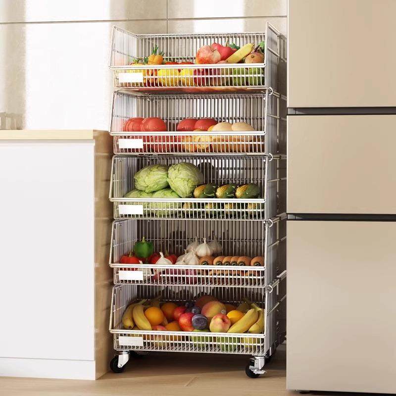 厨房SCL40篮子置物架多层落菜可移动放菜水果蔬收纳家用地多功能