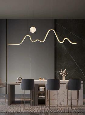 现室代简奢约全铜餐厅吊灯轻台极简新中64759式餐桌岛吧茶艺术新