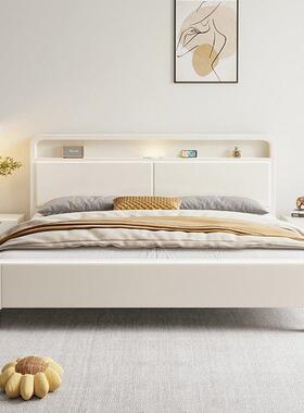 实木床现简代约物储床白色奶油风单双人床主1.TPD2m卧室卧民宿小