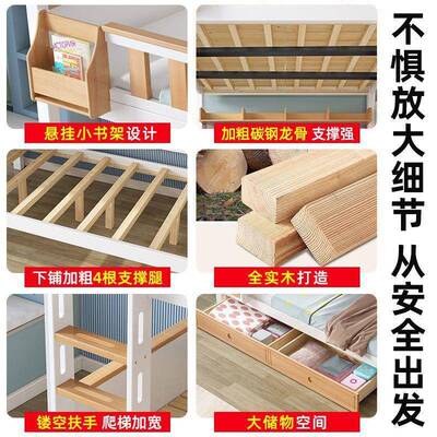 Fls全实木下床双上层床SD-63549小户型儿童高床低两层上下成铺床