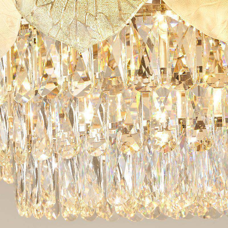 法式客厅灯主具现代奢端荷叶高大气别墅餐厅水晶吸顶灯套33餐全轻,家装灯饰光源,智能吊灯,淘宝优惠券,粉丝福利购,淘宝优惠卷