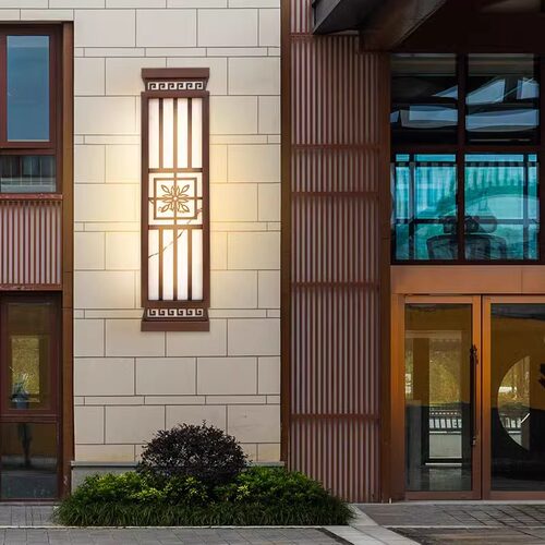 不锈钢拉丝壁灯中式壁灯酒店楼盘别墅大门院子围墙外壁灯长条壁灯