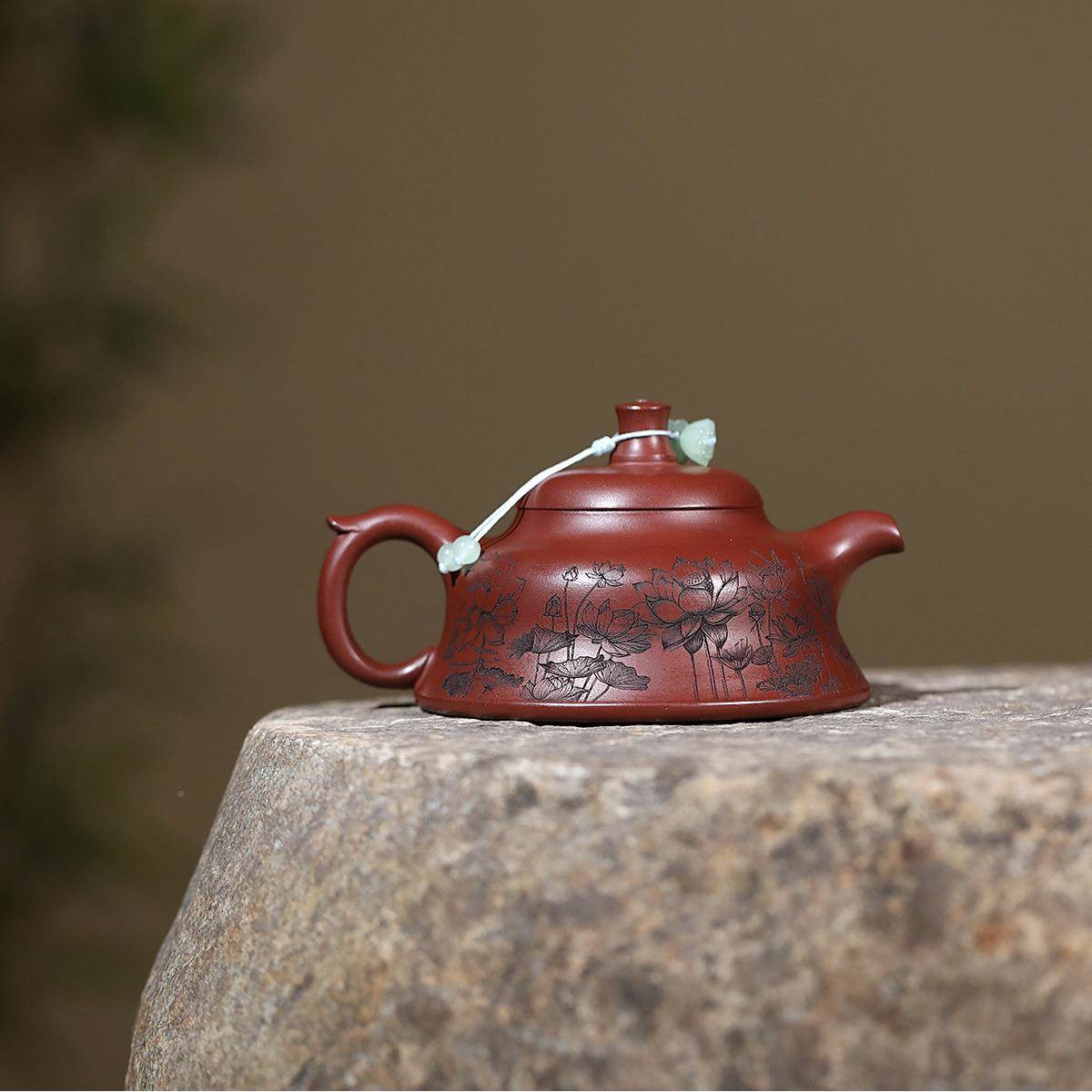 ZHIFU-60爆高款原密文发货宜兴紫砂香壶匠人手工制作矿龙血砂荷玉