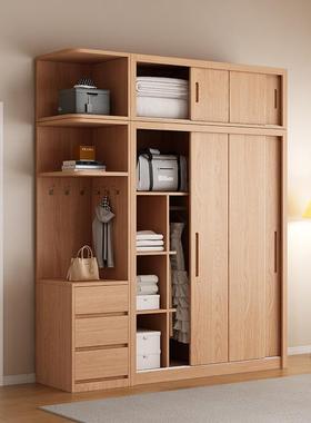 全实木衣松木推NHV拉门衣柜代原现木儿童橱柜简易衣柜家用储卧室