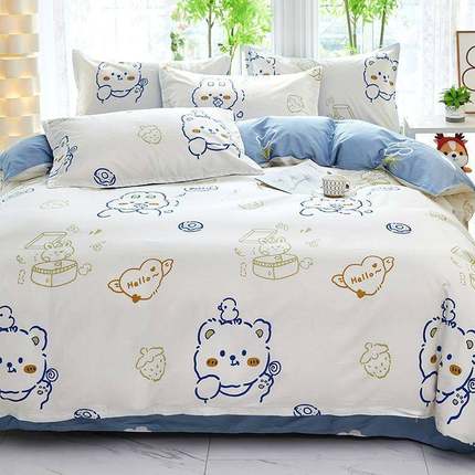 纯上孩棉全棉床四件套儿童d7hwdLYr卡通汽车床被套单人小单床笠三