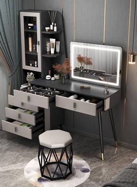 轻奢梳妆台室OIP现代简卧约户型化妆桌带镜子储桌物收纳斗柜书一