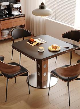 中古风岩餐桌可伸缩用家小户型实板木法CZ007式复古方圆变两用可