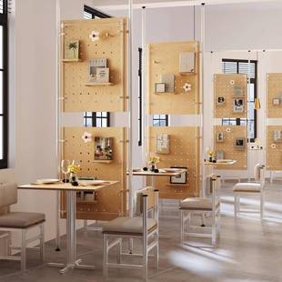 铝型立材餐地厅展顶天免打厅孔洞洞板屏风VLC隔断装 饰层架展示架