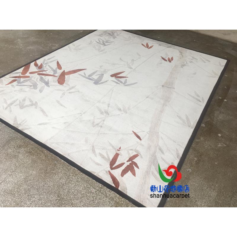 新手中式象竹子叶子工羊毛客厅茶几书房地毯卧大厅办室公690抽室
