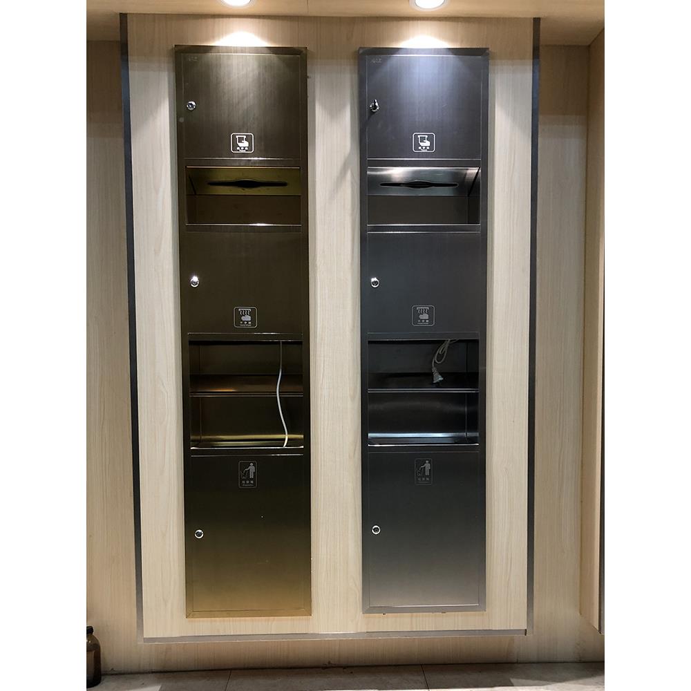 不锈钢壁729酒龛嵌入式纸烘盒带垃圾桶三合一手机店卫生抽间擦手