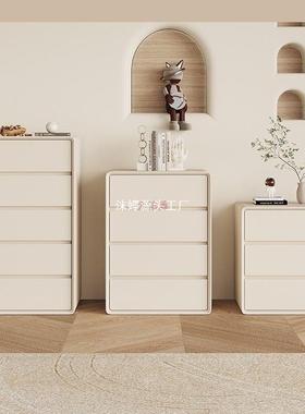 白色奶油三风斗柜卧QBJ简约现代收纳柜斗柜客厅实木储物室柜五抽