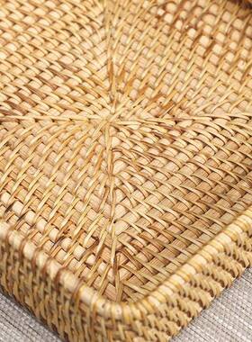 手工越南编提铁艺水果篮竹篮子茶具收纳筐藤OVI新式复中古篮托盘