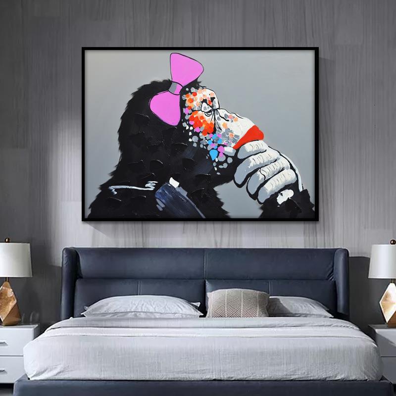 儿X106室童房大饰画卧床头挂画男孩女装孩动物猩猩墙画温馨创意壁