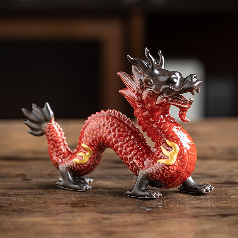 祥吐瑞茶宠摆件艺术招品财品家居装饰工艺青龙MDP生肖龙龙手工小