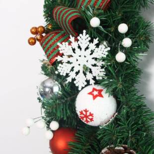 圣片诞花环装饰品新款9花0cm937PVC雪花环贴球圣诞树装饰