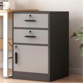 文ysal件柜办公室木带锁小柜子动收纳抽屉柜电移脑桌质下柜储物柜