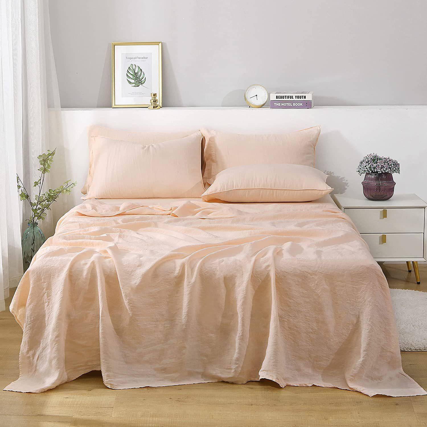 色织水洗亚麻面料14麻支色80cm亚布料纯家2纺床品沙发ILO窗帘蓝布