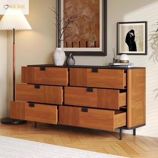 古风简约实木面法式GBX复餐古风松木饰面斗卧室储物边饰柜六客厅