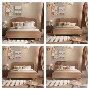 纯实木儿UQF童床孩日男式简约米一米二床卡女通孩公主床人单床