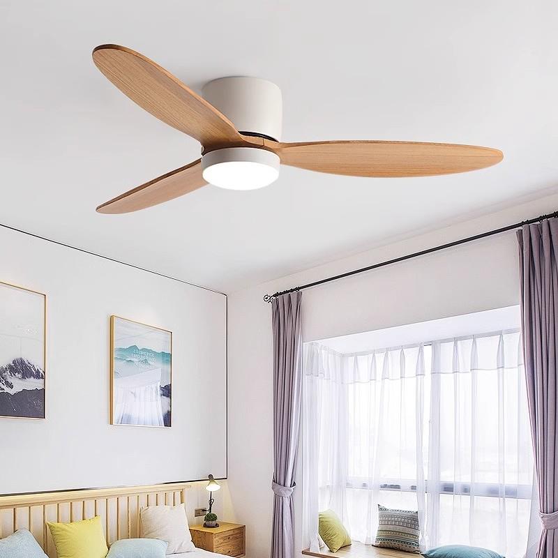 吸顶式风扇灯吊扇灯客厅书卧厅室房餐灯实木静音新中545胡桃木色