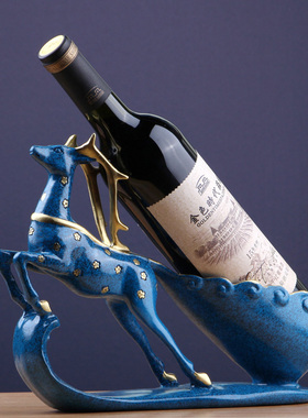 欧式鹿摆件酒柜装o饰品红酒架客厅电视柜简约家居玄关摆设