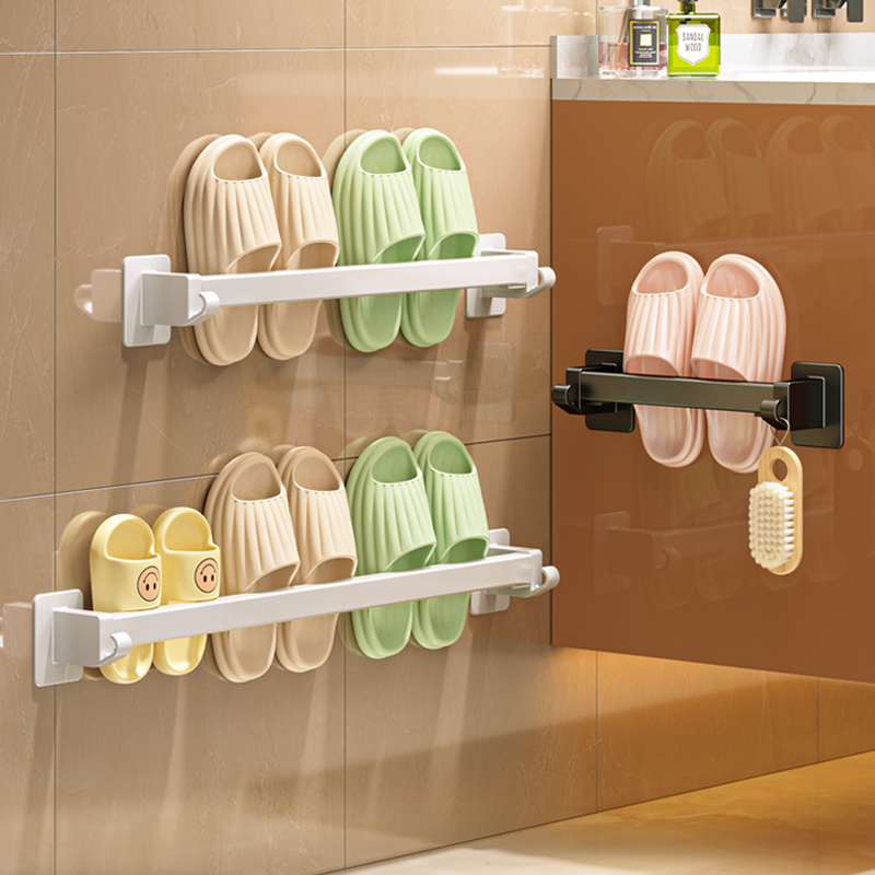 拖鞋架浴室免打孔壁o挂式卫生间厕所鞋子架墙壁门后沥水收纳置物