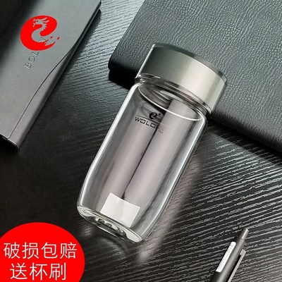 玻璃杯单层加厚男水杯夏季泡茶杯子大号耐热矮胖个.性透明女士