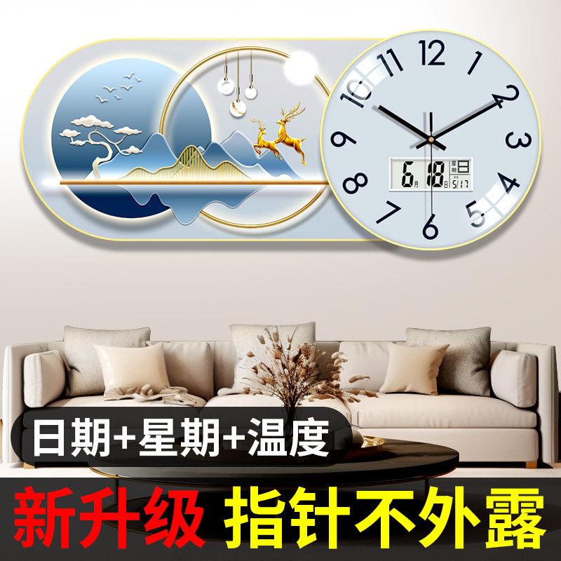 钟表挂钟客厅2025新款万年历装饰画 画免打孔日历创意时钟挂墙挂