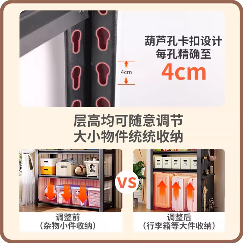 家用货架置物架落地多层阳台杂物储物架行李箱收纳架下空角钢架子