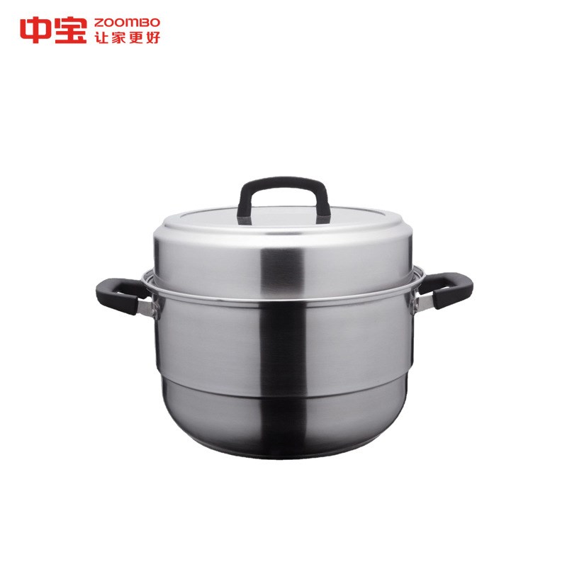 中宝24cm不锈钢蒸锅家用大容量复底多层蒸锅礼品三层蒸海鲜蒸鱼锅