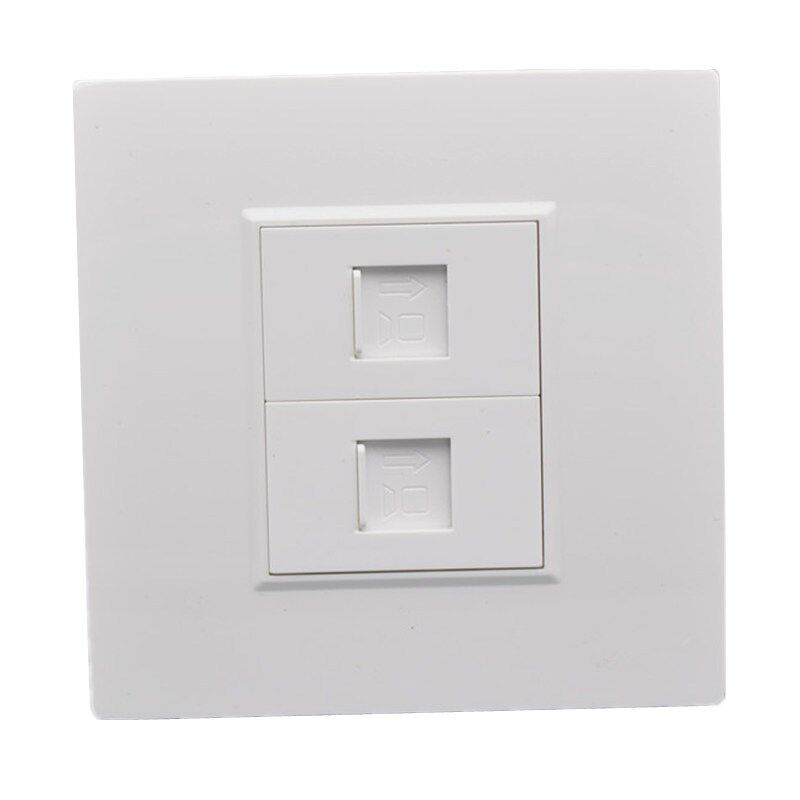 86型二位网络面板超六类双口电脑模块 网线口插座面板含千兆模块