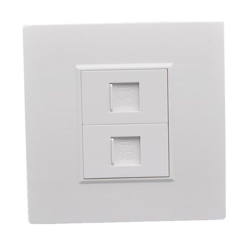 86型二位网络面板超六类双口电脑模块 网线口插座面板含千兆模块